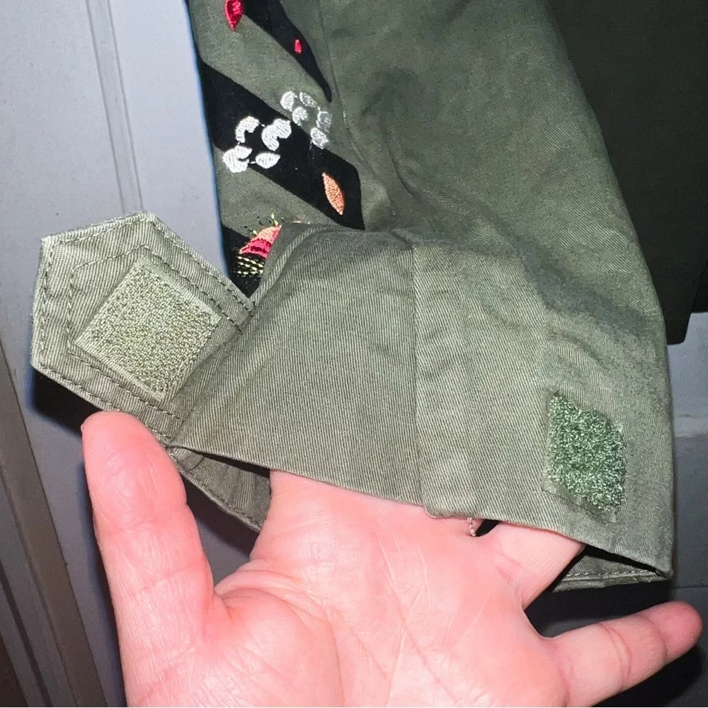 En Creme Womens Embroidery Military Jacket - Olive, Size M - Picture 6 of 12